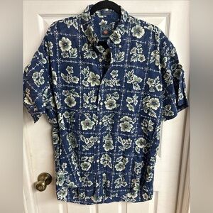 Chaps Ralph Lauren Blue Floral Aloha Shirt Size L